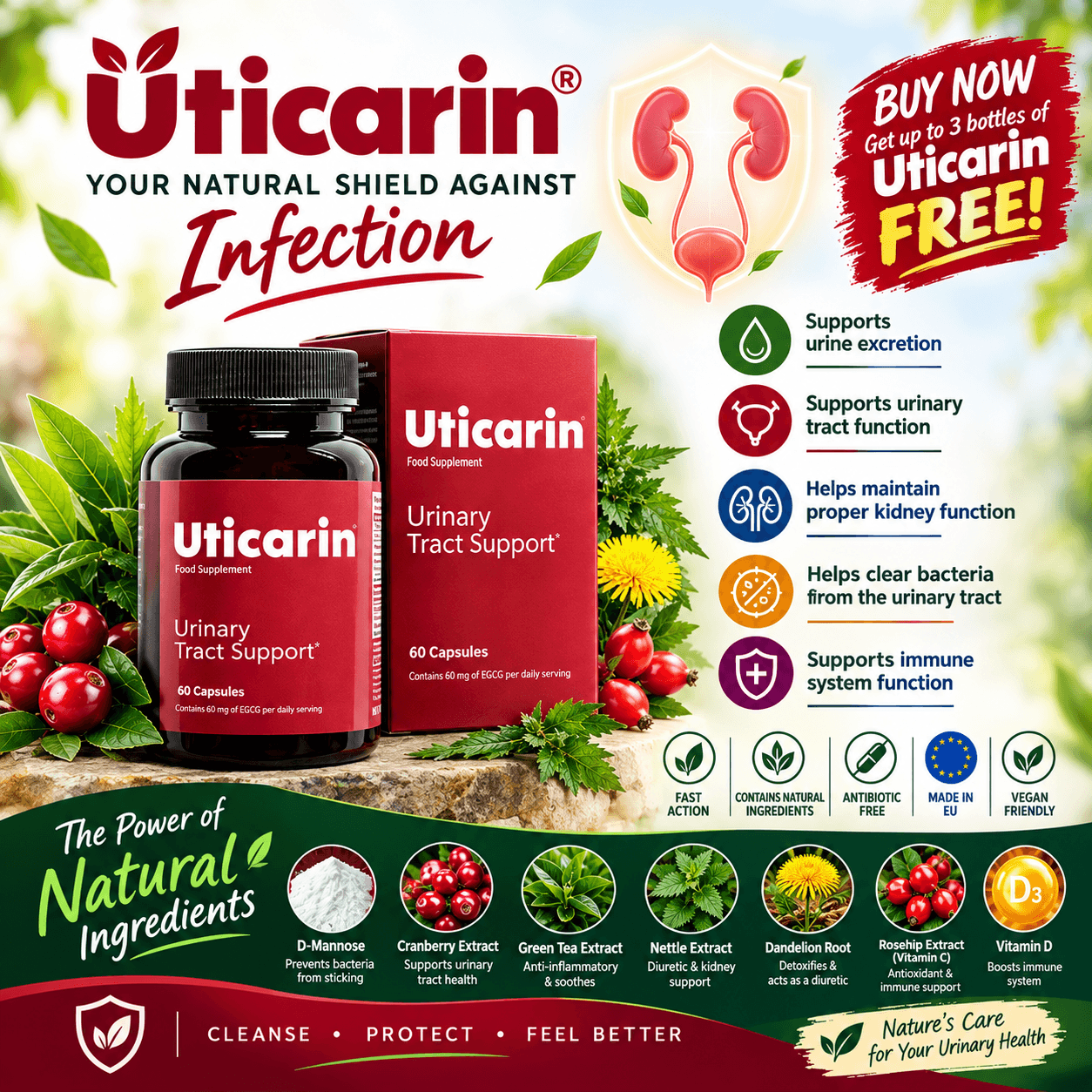 Uticarin Urinary Tract Support Supplement 60 Capsules